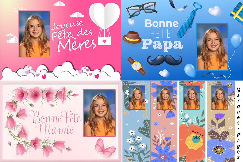 Carte photo scolaire fête des mères et fête des pères